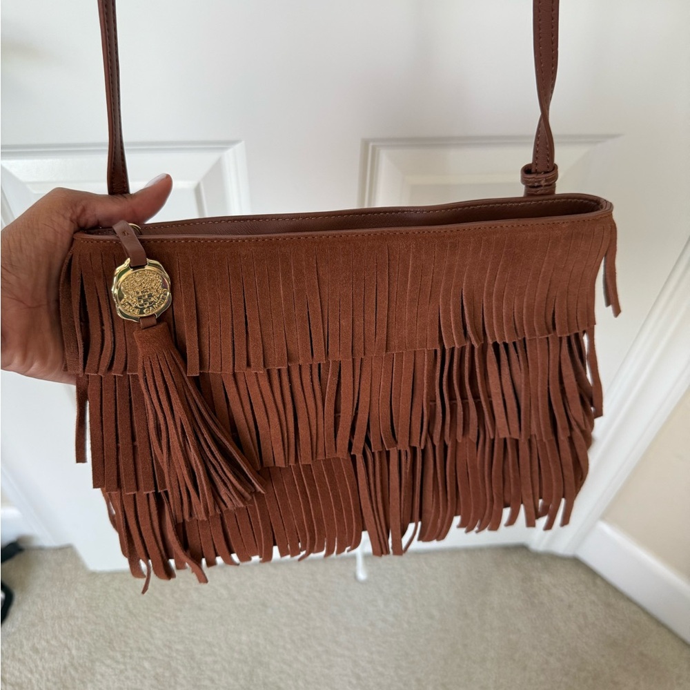 Vince Camuto Tan Fringe Crossbody Bag